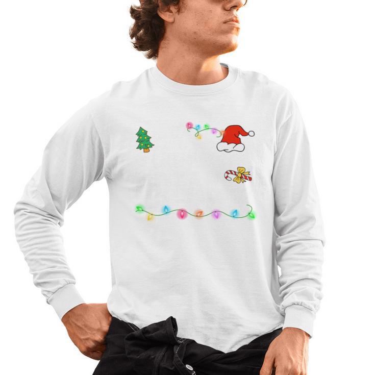 Is It Christmas Break Yet Teacher Xmas Light Santa Hat Men's Long Sleeve T-Shirt