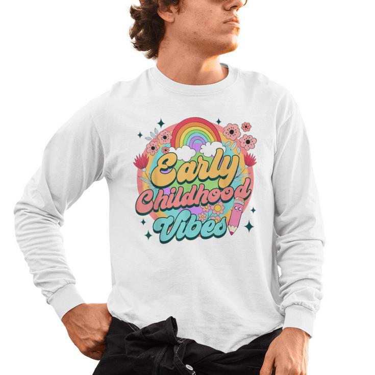 Daycare Teacher Daycare Provider Early Childhood Vibes Men's Long Sleeve T-Shirt
