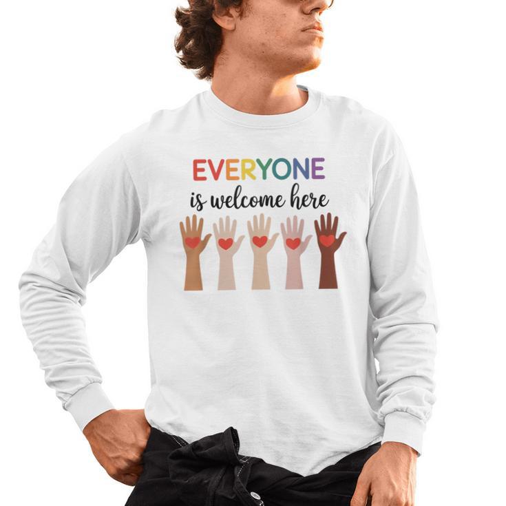 Everyone Is Welcome Here Idaho Teacher Men's Long Sleeve T-Shirt