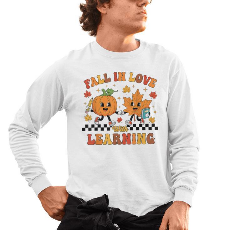 Fall In Love With Learning Teacher Student Autumn Pumpkin Men's Long Sleeve T-Shirt