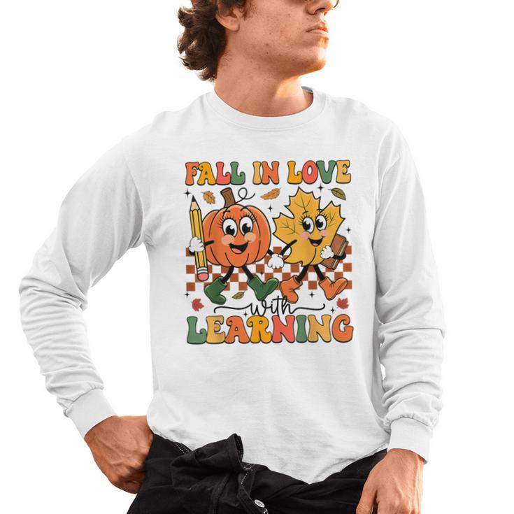 Fall In Love With Learning Thanksgiving Teacher Student Men's Long Sleeve T-Shirt