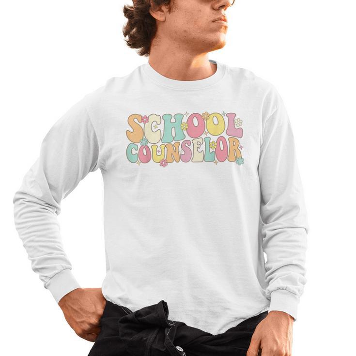 Groovy School Counselor Back To School Teacher Counseling Men's Long Sleeve T-Shirt