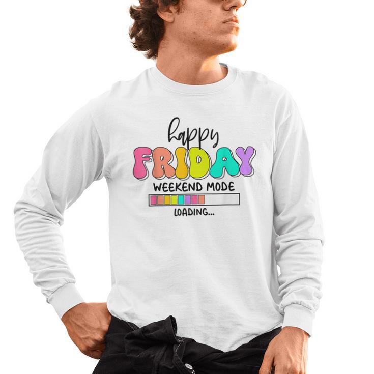 Happy Friyay Teacher School Friday Weekend Vibes Men's Long Sleeve T-Shirt