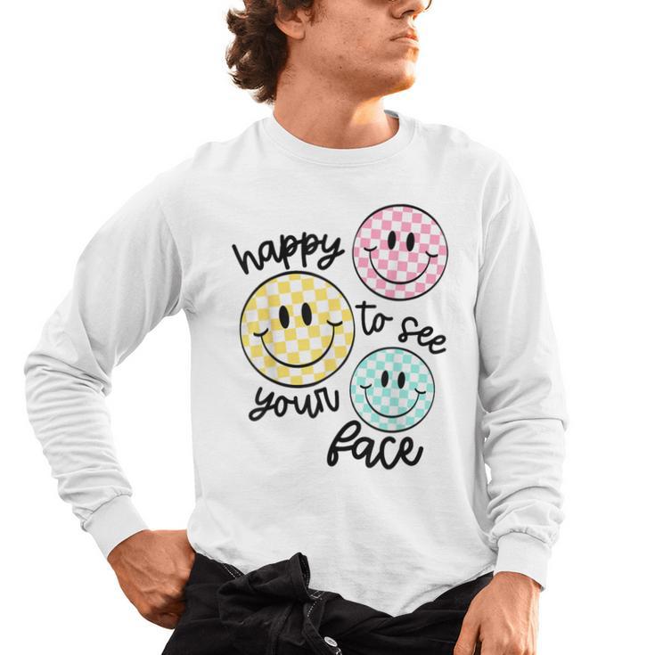 Happy To See Your Face Smile Face Teacher Back To School Men's Long Sleeve T-Shirt