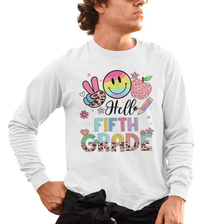 Hello 5th Grade Boy Girl Teacher Back To School 5th Grade Men's Long Sleeve T-Shirt