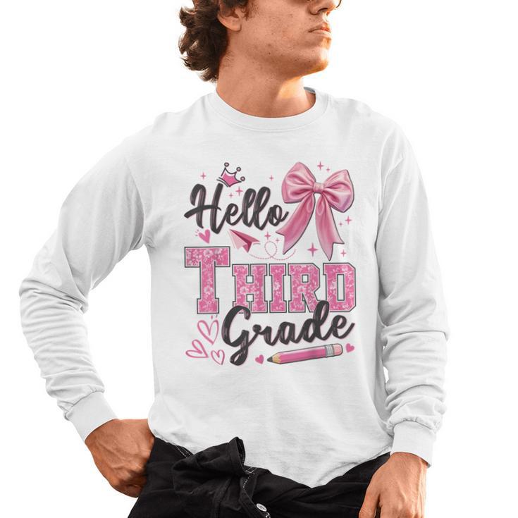 Hello Third Grade First Day Of School Coquette Teacher Girl Men's Long Sleeve T-Shirt