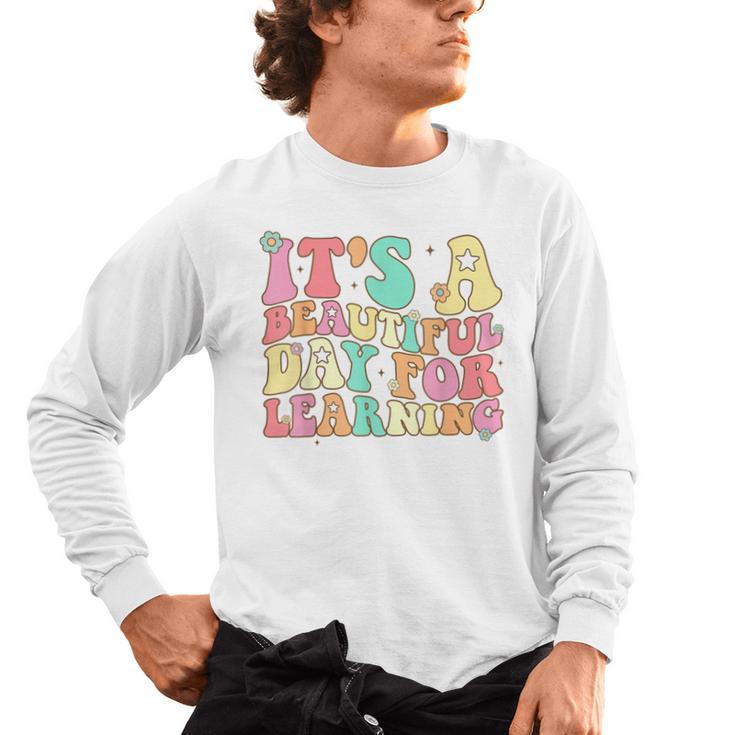 It's Beautiful Day For Learning Retro Teacher Students Women Men's Long Sleeve T-Shirt