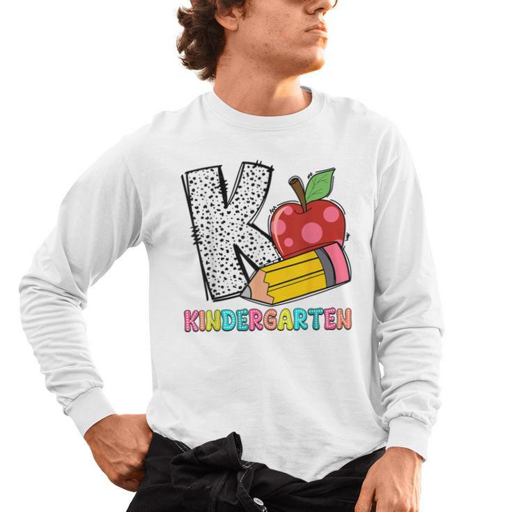 K Is For Kindergarten Teacher Pencil Apple Back To School Men's Long Sleeve T-Shirt
