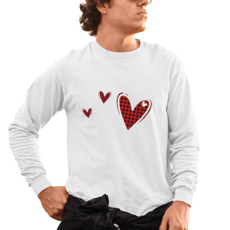 Kindergarten Has My Heart Buffalo Print Teacher Valentine Men's Long Sleeve T-Shirt