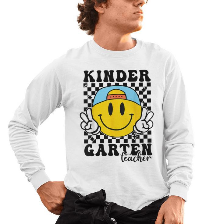Kindergarten Teacher Hippie Smile Face Back School Men's Long Sleeve T-Shirt