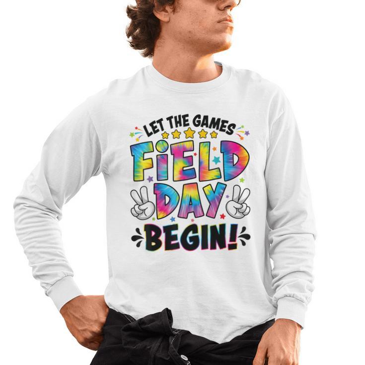 Let The Games Field Day Begin Tie Dye Adults Teacher Kids Men's Long Sleeve T-Shirt
