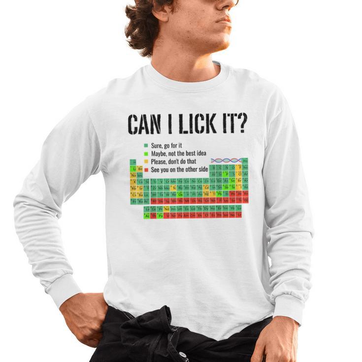 Can I Lick It Periodic Table Chart Science Teacher Men's Long Sleeve T-Shirt