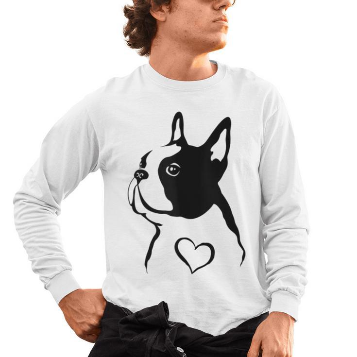 I Love My Boston Terrier Dog With Heart Men's Long Sleeve T-Shirt