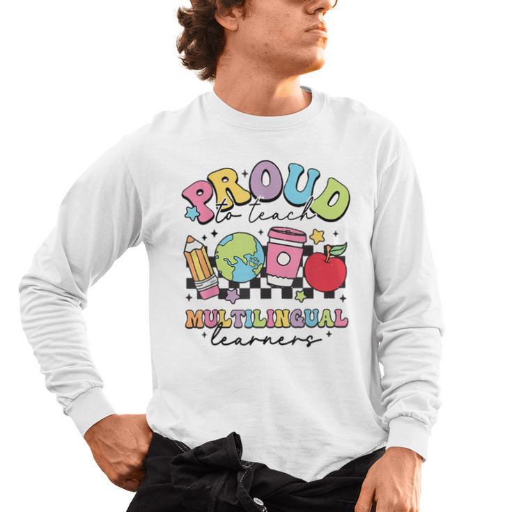 Retro Proud To Teach Multilingual Learners English Teacher Men's Long Sleeve T-Shirt