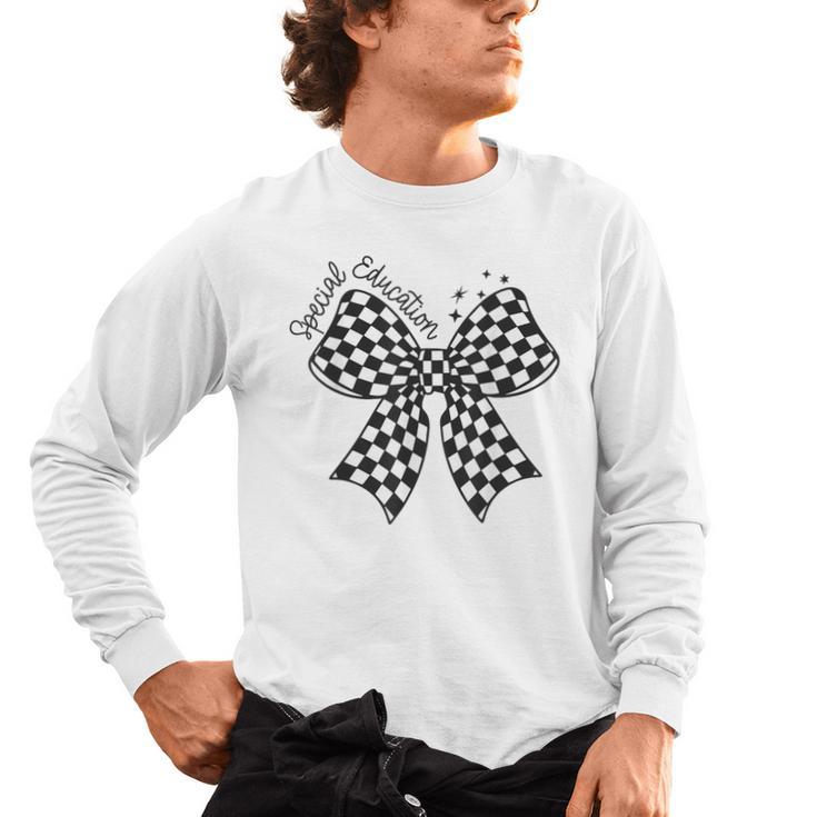 Retro Special Education Squad Coquette Bow SPED Teacher Men's Long Sleeve T-Shirt