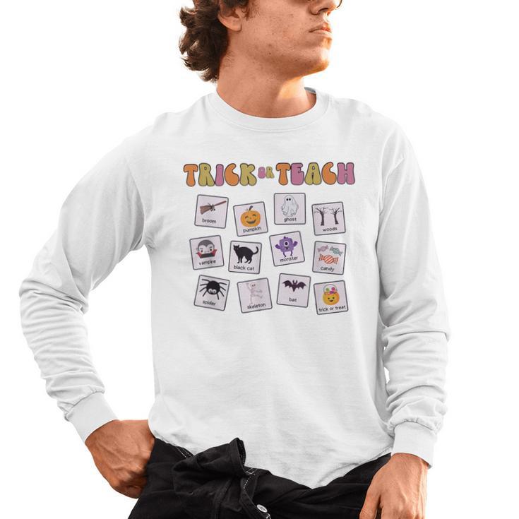 Retro Trick Or Treat Halloween Special Education Teacher Men's Long Sleeve T-Shirt