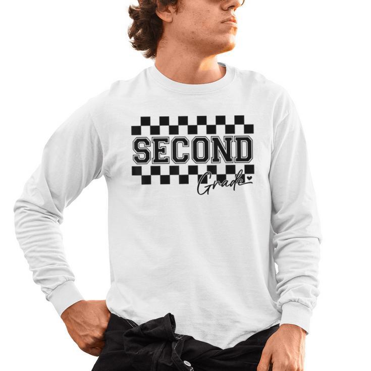 Second Grade Checkered Teacher 1st Day Back To School Women Men's Long Sleeve T-Shirt