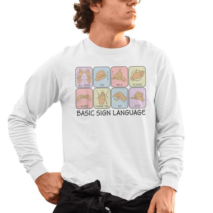 Basic Sign Language Speech Pathology Aac Sped Teacher Men's Long Sleeve T-Shirt