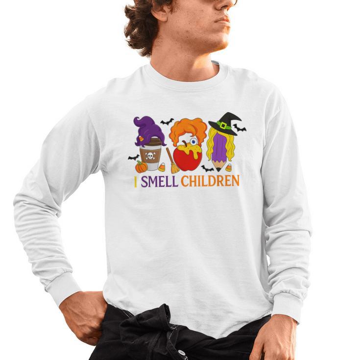 I Smell Children Witch Teacher Halloween Trick Or Teach Men's Long Sleeve T-Shirt
