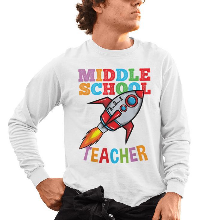 Space Middle School Teacher Back To School Men Women Kids Men's Long Sleeve T-Shirt