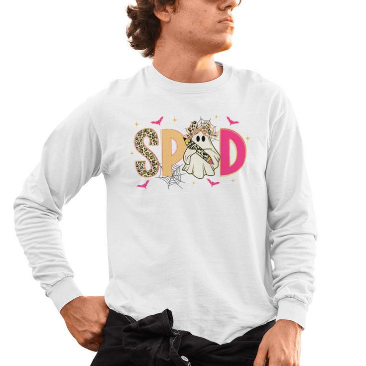 Sped Teacher Halloween Ghost Special Education Preppy Fall Men's Long Sleeve T-Shirt