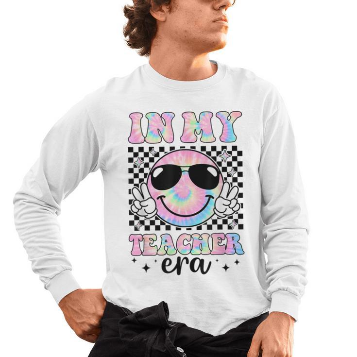 In My Teacher Era Groovy Tie Dye Back To School Cute Teacher Men's Long Sleeve T-Shirt