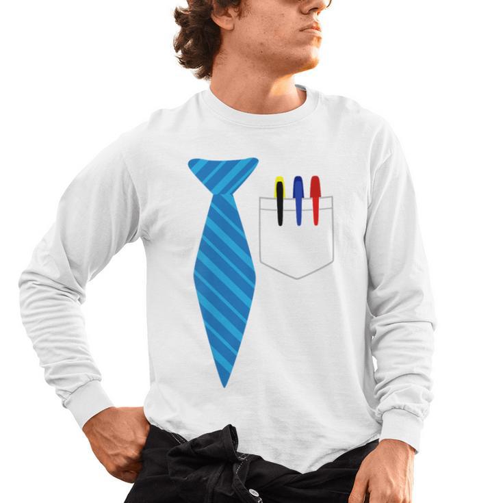 Teacher Tie & Pocket Protector Costume School Men's Long Sleeve T-Shirt