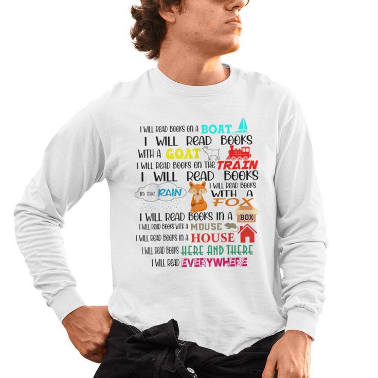 Teacher I Will Read Book On Boat Kids Women Bookworm Men's Long Sleeve T-Shirt