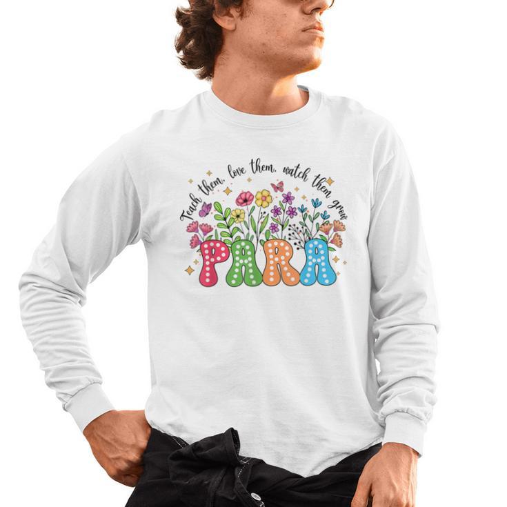 Wildflower Para Floral Paraprofessional Paraeducator Teacher Men's Long Sleeve T-Shirt
