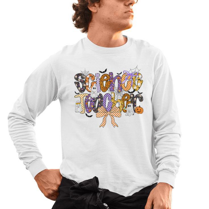 Women Spooky Science Teacher Halloween Science Stem Teacher Men's Long Sleeve T-Shirt