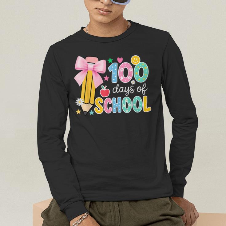 100 Days Of School Preppy 100th Day Of School Teachers Girls Men's Long Sleeve T-Shirt, funny gift 100 Days Of School Preppy 100th Day Of School Teachers Girls Men's Long Sleeve T-Shirt, funny gift