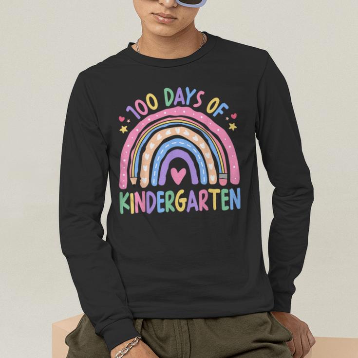 100th Day Of Kindergarten Teacher Kids 100 Days Smarter Men's Long Sleeve T-Shirt, funny gift 100th Day Of Kindergarten Teacher Kids 100 Days Smarter Men's Long Sleeve T-Shirt, funny gift