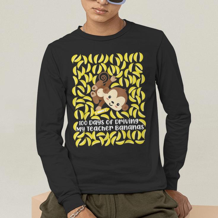 100th Day Of School Teacher Monkey Pun Banana For Men Women Girls Kids Men's Long Sleeve T-Shirt, funny gift