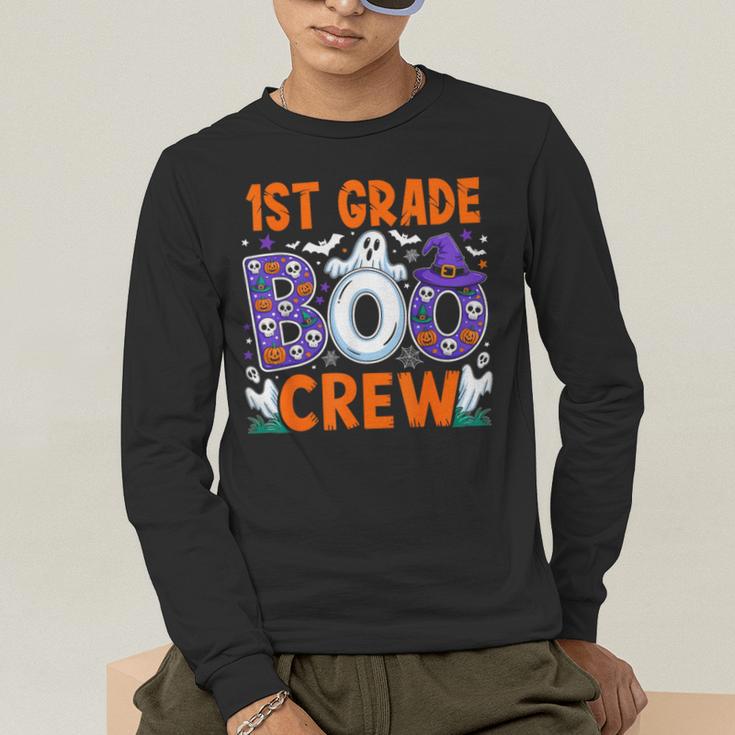 1st Grade Boo Crew First Grade Teacher Kids Happy Halloween Men's Long Sleeve T-Shirt, funny gift