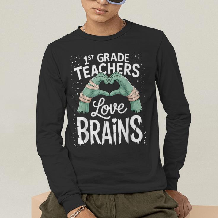 1st Grade Teachers Love Brains Shirt Halloween Teacher Men's Long Sleeve T-Shirt, funny gift 1st Grade Teachers Love Brains Shirt Halloween Teacher Men's Long Sleeve T-Shirt, funny gift