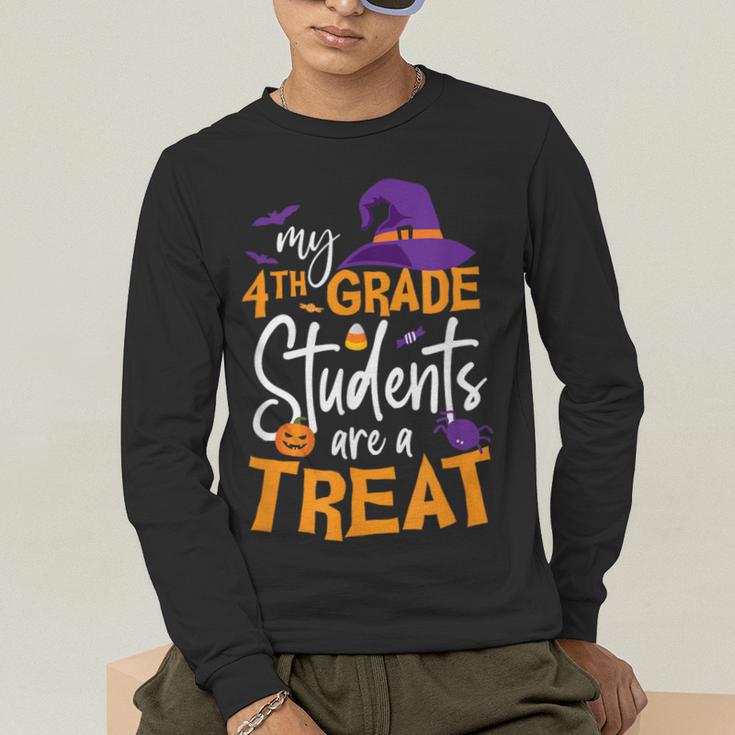 My 4th Grade Students Are a Treat Teacher Halloween Witch For Men Women Kids Men's Long Sleeve T-Shirt, funny gift My 4th Grade Students Are a Treat Teacher Halloween Witch For Men Women Kids Men's Long Sleeve T-Shirt, funny gift