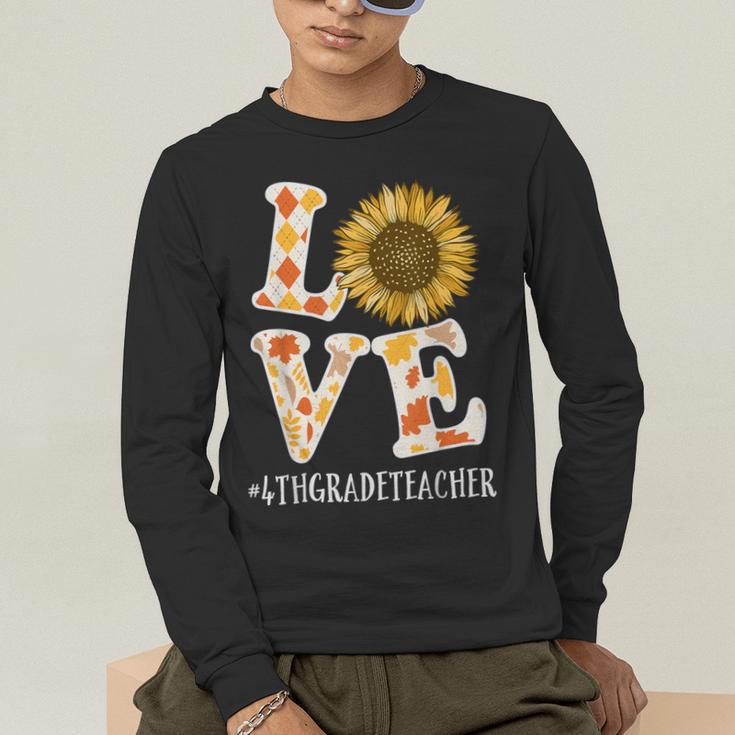 4th Grade Teacher Love Autumn Fall Sunflower Appreciation Men's Long Sleeve T-Shirt, funny gift