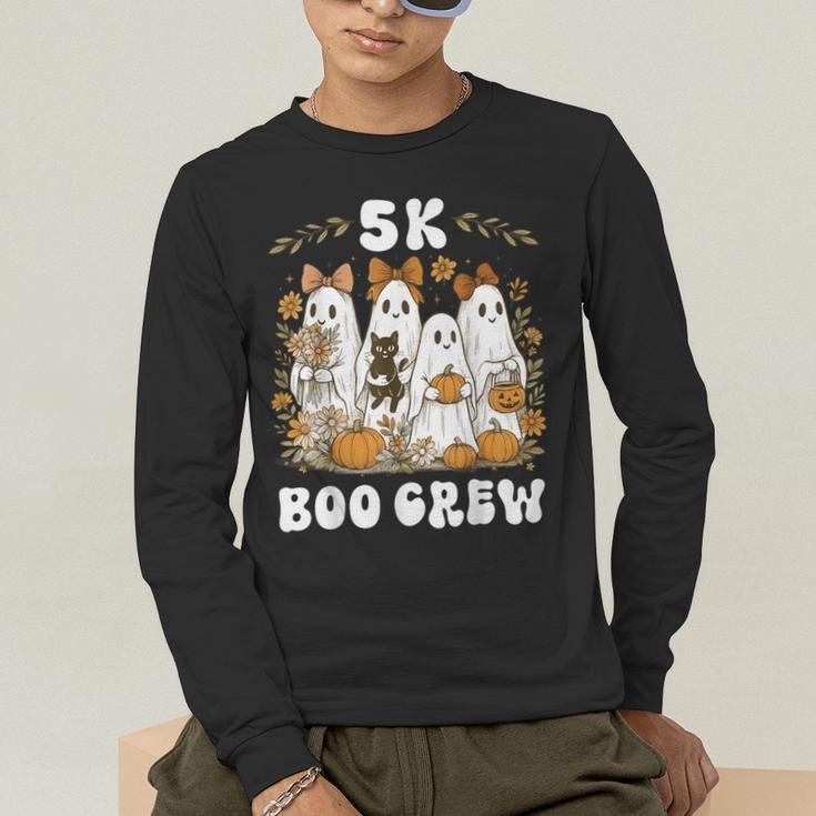 5K Boo Crew Halloween Teacher K5 Floral Ghost Trick Or Teach Men's Long Sleeve T-Shirt, funny gift