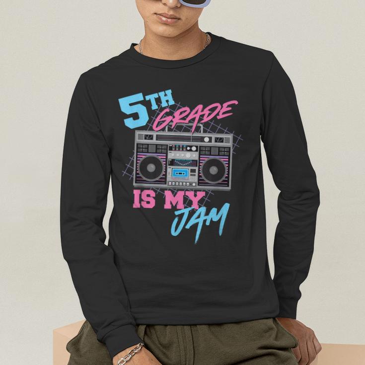 5th Grade Is My Jam Vintage 80s Boombox Teacher Student Men's Long Sleeve T-Shirt, funny gift