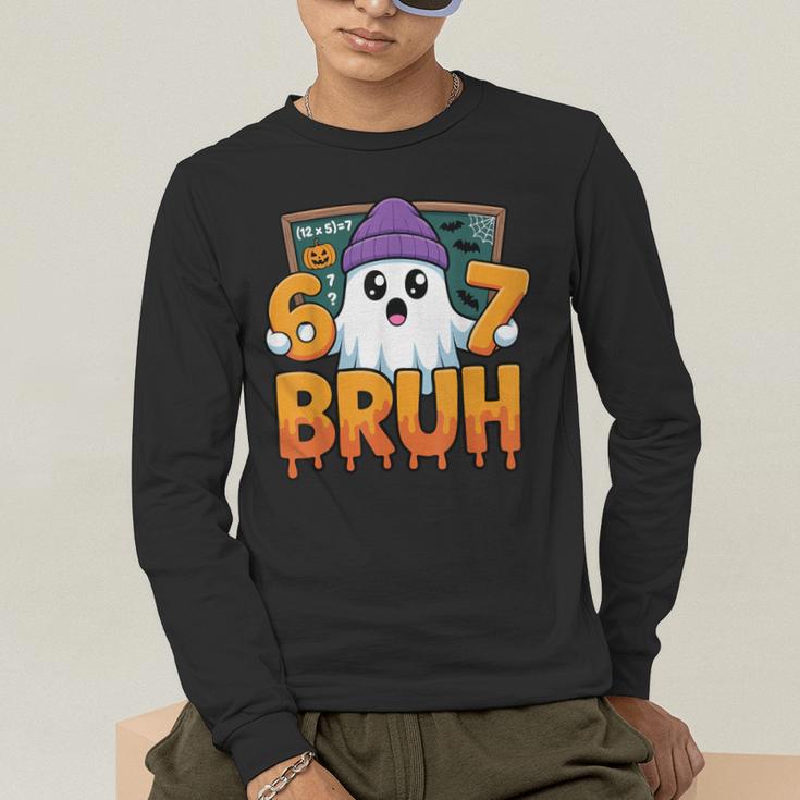 67 Teacher Ghost Six Seven Meme Math Equation Bruh Halloween Men's Long Sleeve T-Shirt, funny gift