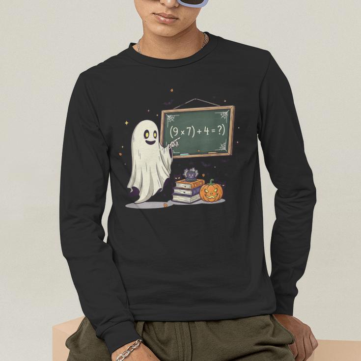67 Teacher Halloween Ghost Six Seven Meme Math Joke Men's Long Sleeve T-Shirt, funny gift