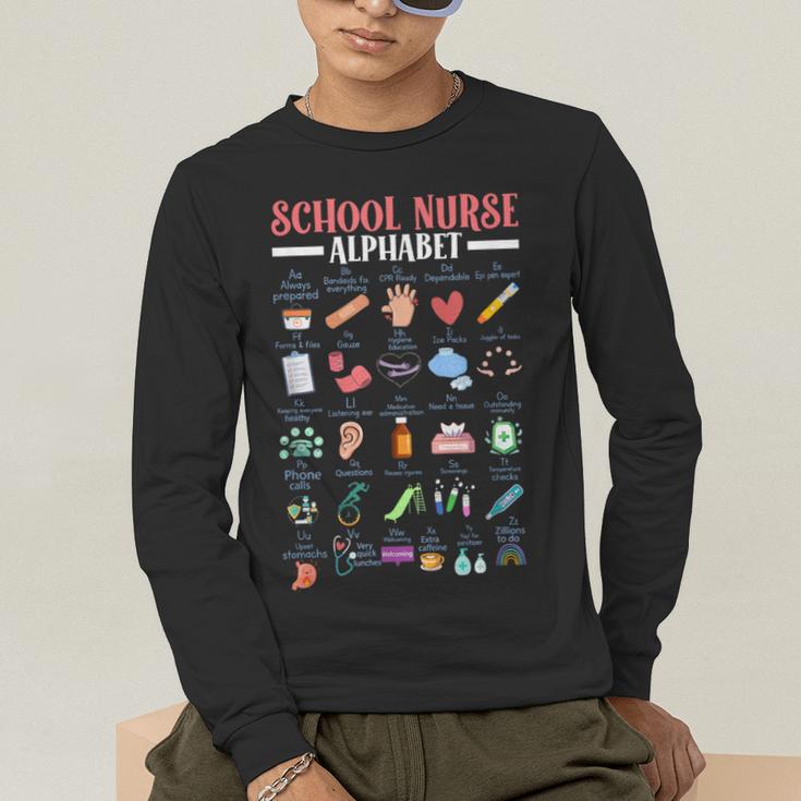 ABC School Nurse Alphabet Student Teacher Health Worker Men's Long Sleeve T-Shirt, funny gift