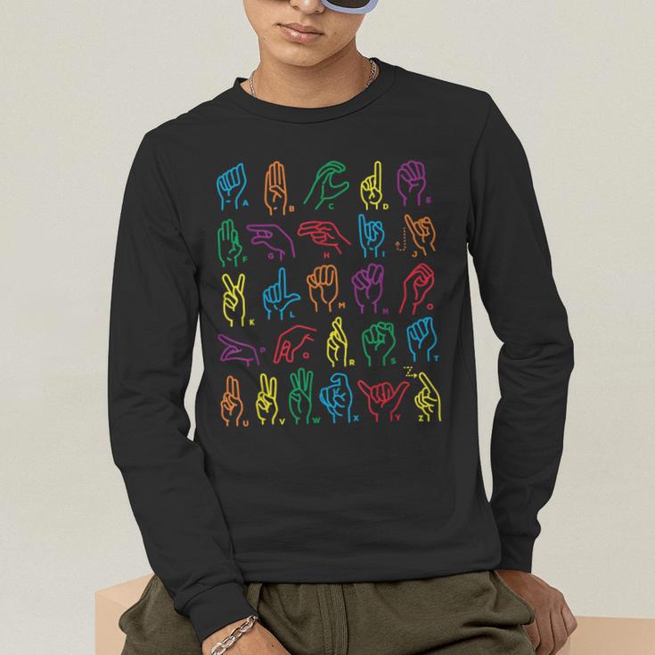 ABC Sign Language Chart Teacher Hand Letter Alphabet ASL Men's Long Sleeve T-Shirt, funny gift