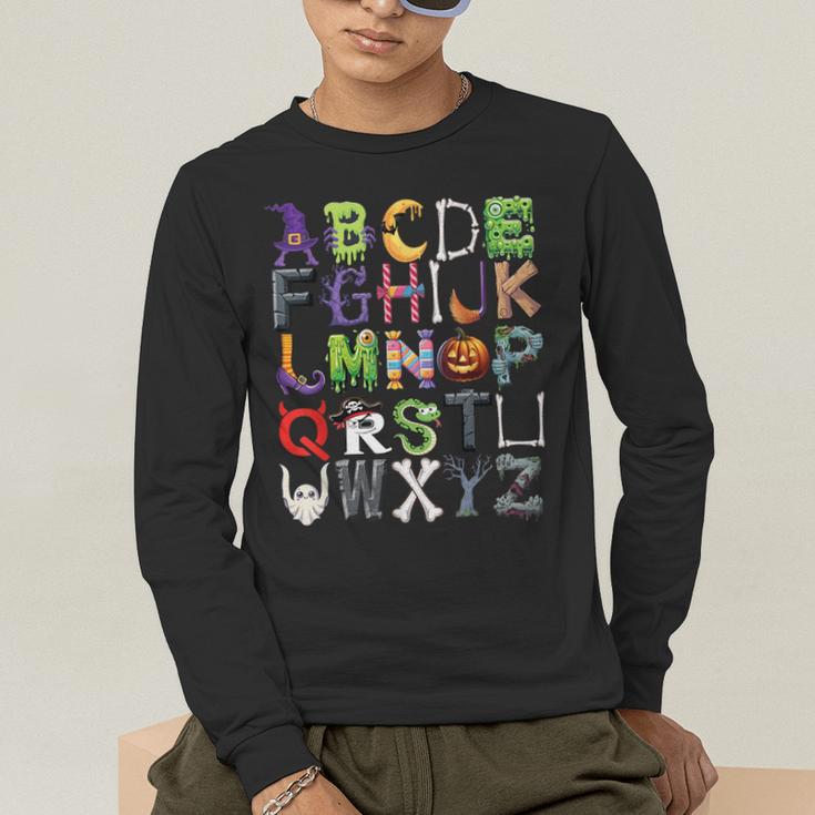ABCs Alphabet Halloween Learning Kindergarten Teachers Men's Long Sleeve T-Shirt, funny gift
