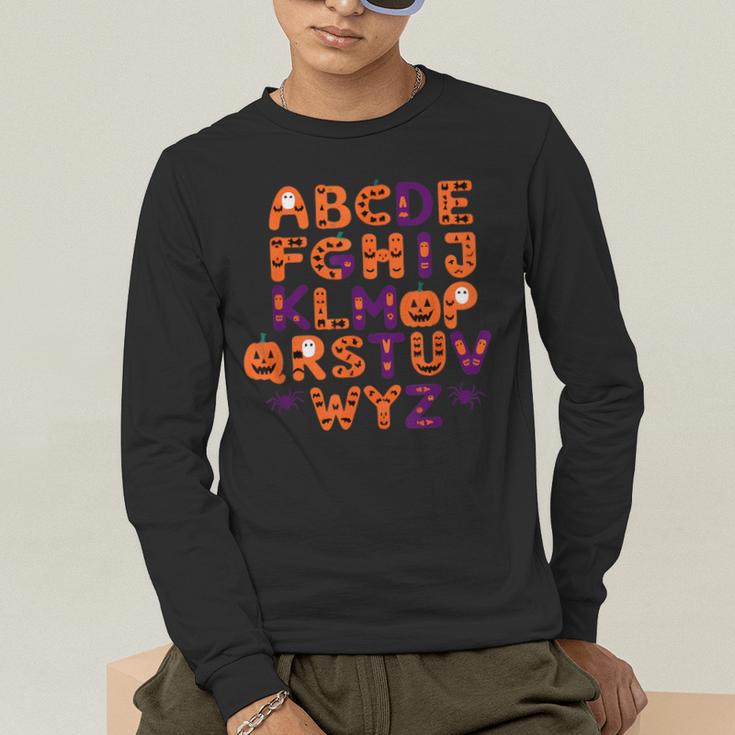 ABCs Learning Kindergarten Teacher Halloween Alphabet Men's Long Sleeve T-Shirt, funny gift ABCs Learning Kindergarten Teacher Halloween Alphabet Men's Long Sleeve T-Shirt, funny gift