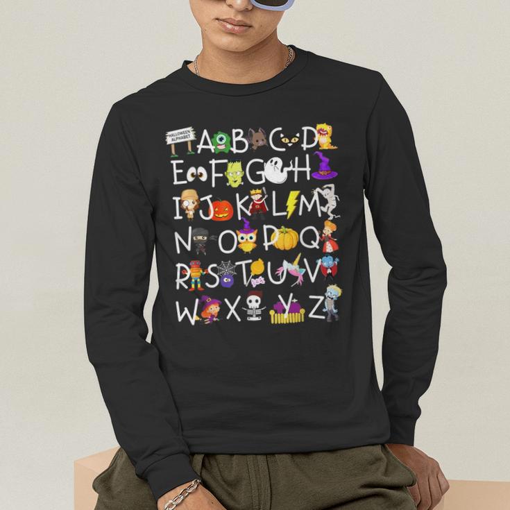 Alphabet ABCs Halloween Characters Kindergarten Teacher Kids Men's Long Sleeve T-Shirt, funny gift Alphabet ABCs Halloween Characters Kindergarten Teacher Kids Men's Long Sleeve T-Shirt, funny gift