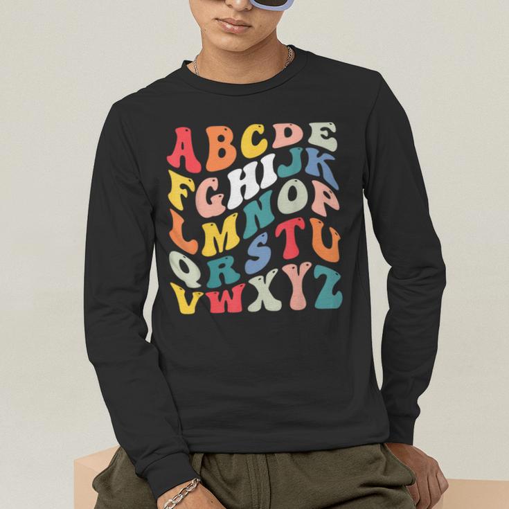 Alphabet Hi Back To School ABC Pre K Kindergarten Teacher Men's Long Sleeve T-Shirt, funny gift