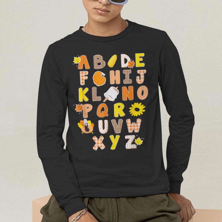 Alphabet Turkey Thanksgiving Costume Preschool Teacher Men Women Men's Long Sleeve T-Shirt, funny gift