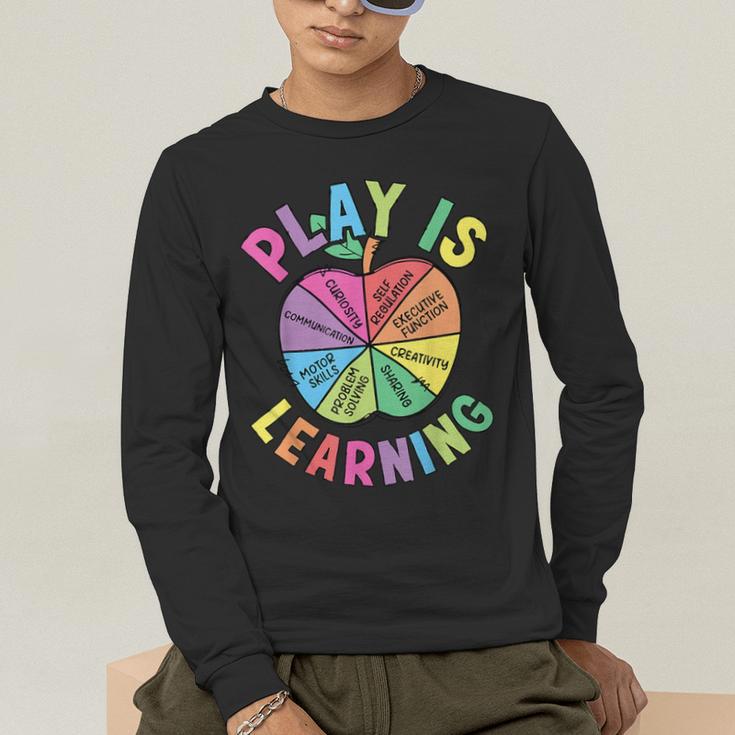 Apple Retro Play Is Learning Kindergarten Teacher Daycare Men's Long Sleeve T-Shirt, funny gift Apple Retro Play Is Learning Kindergarten Teacher Daycare Men's Long Sleeve T-Shirt, funny gift