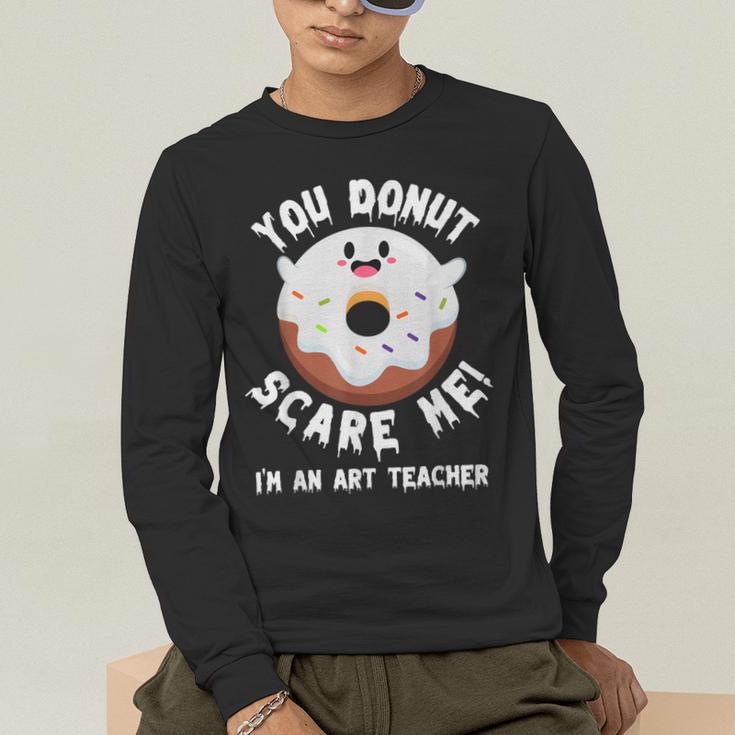 Art Teacher Halloween Donut Lover Costume Kawaii Monster Men's Long Sleeve T-Shirt, funny gift